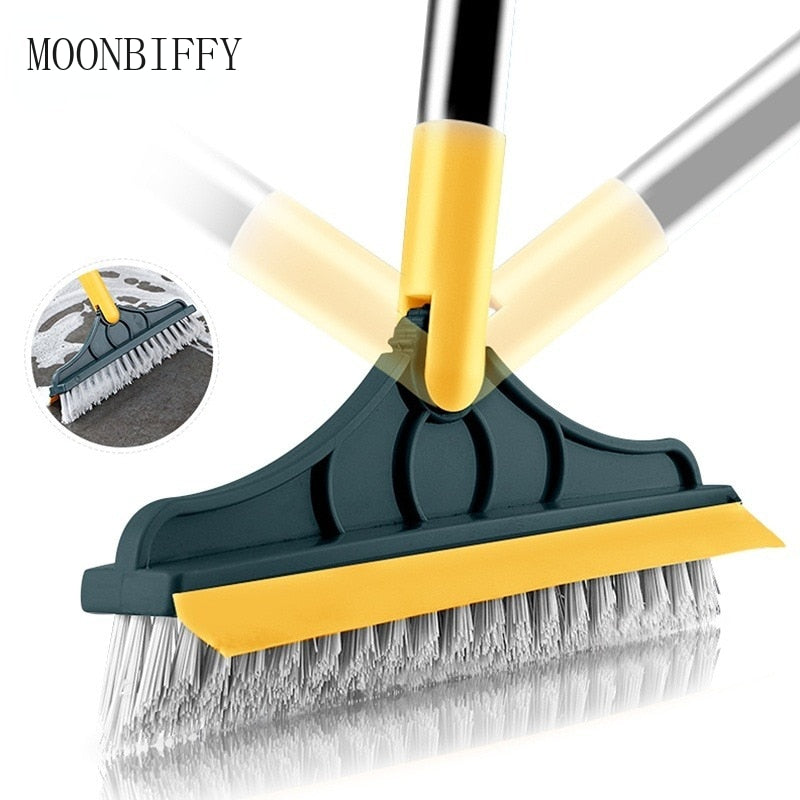 Floor Scrub Brush 2 In 1 Cleaning Brush Long Handle Detachable Wiper Magic Broom Brush Scraper Tile Kitchen Cleaning Tool