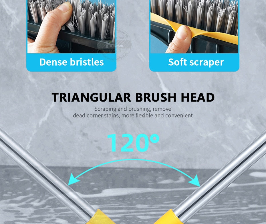 Floor Scrub Brush 2 In 1 Cleaning Brush Long Handle Detachable Wiper Magic Broom Brush Scraper Tile Kitchen Cleaning Tool