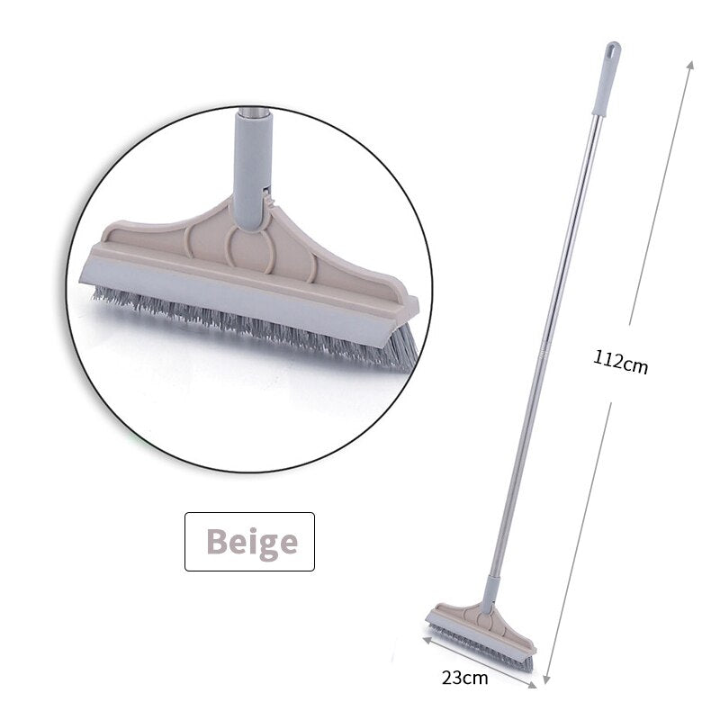 Floor Scrub Brush 2 In 1 Cleaning Brush Long Handle Detachable Wiper Magic Broom Brush Scraper Tile Kitchen Cleaning Tool