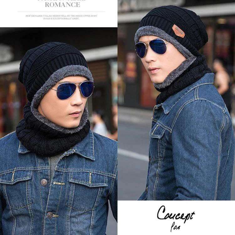 Winter Skull Cap And Neck Scarf Wool Warm