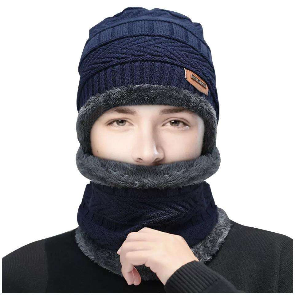 Winter Skull Cap And Neck Scarf Wool Warm