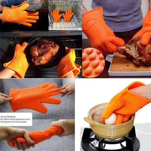 Oven Gloves Pair Heat Resistant Silicone
