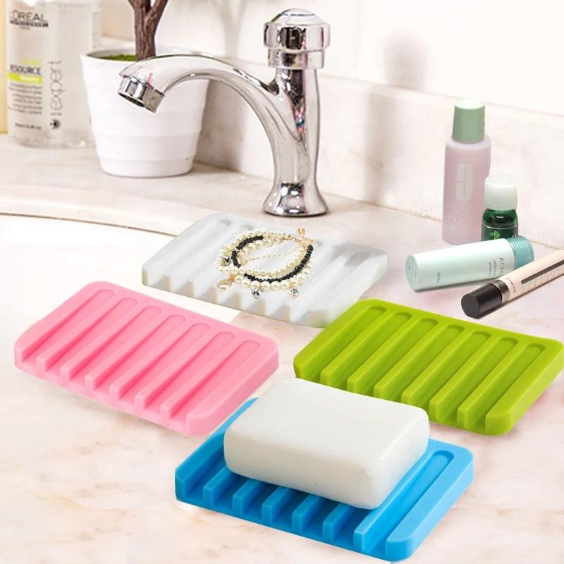 Flexible Silicone Soap And Jewelry Dish Plate Bathroom Accessories