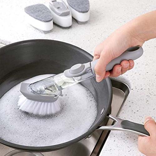 Dish Wand Brush with Handheld Liquid Dispenser