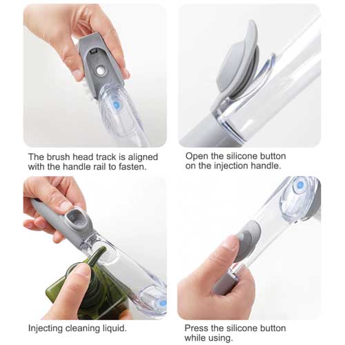 Dish Wand Brush with Handheld Liquid Dispenser