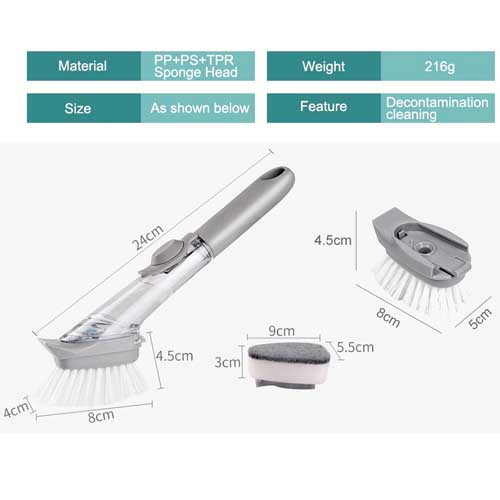 Dish Wand Brush with Handheld Liquid Dispenser