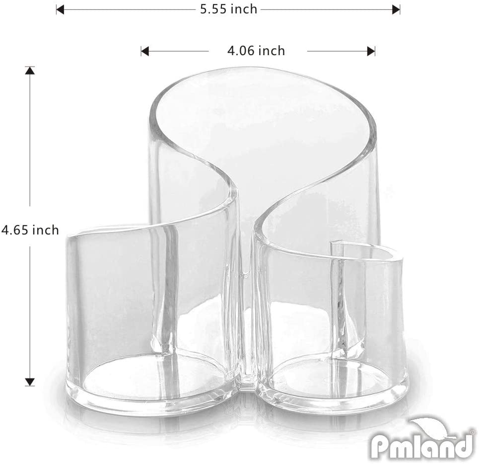 Acrylic 3 Compartment Cosmetic Brush Holder