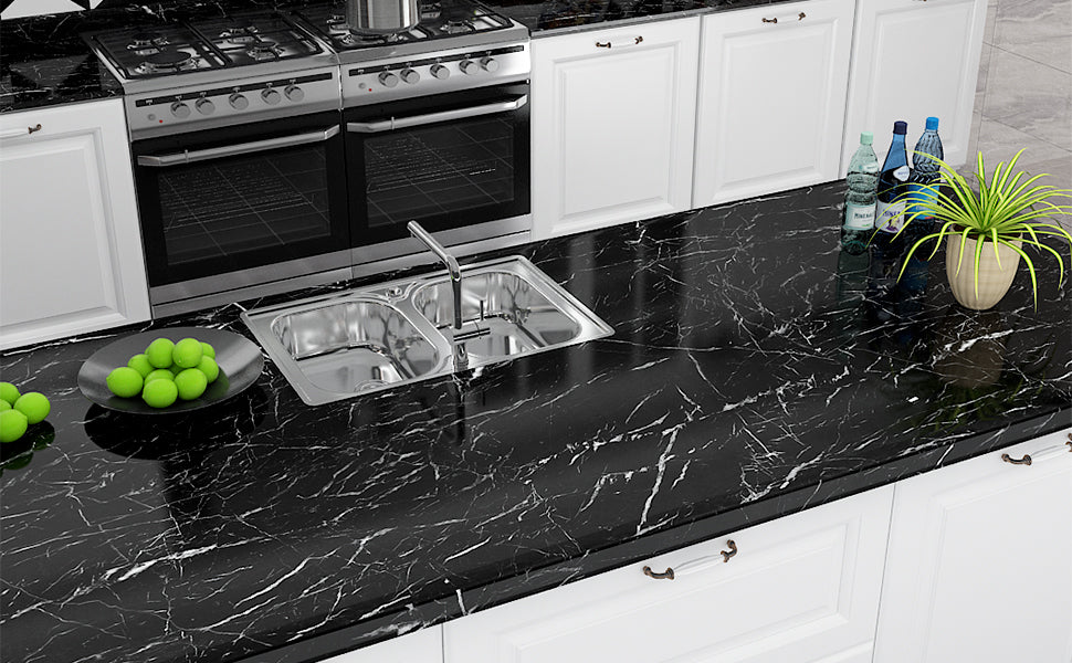 Black Granite Wallpaper Self Adhesive Wallpaper (2 by 6.5 ft)