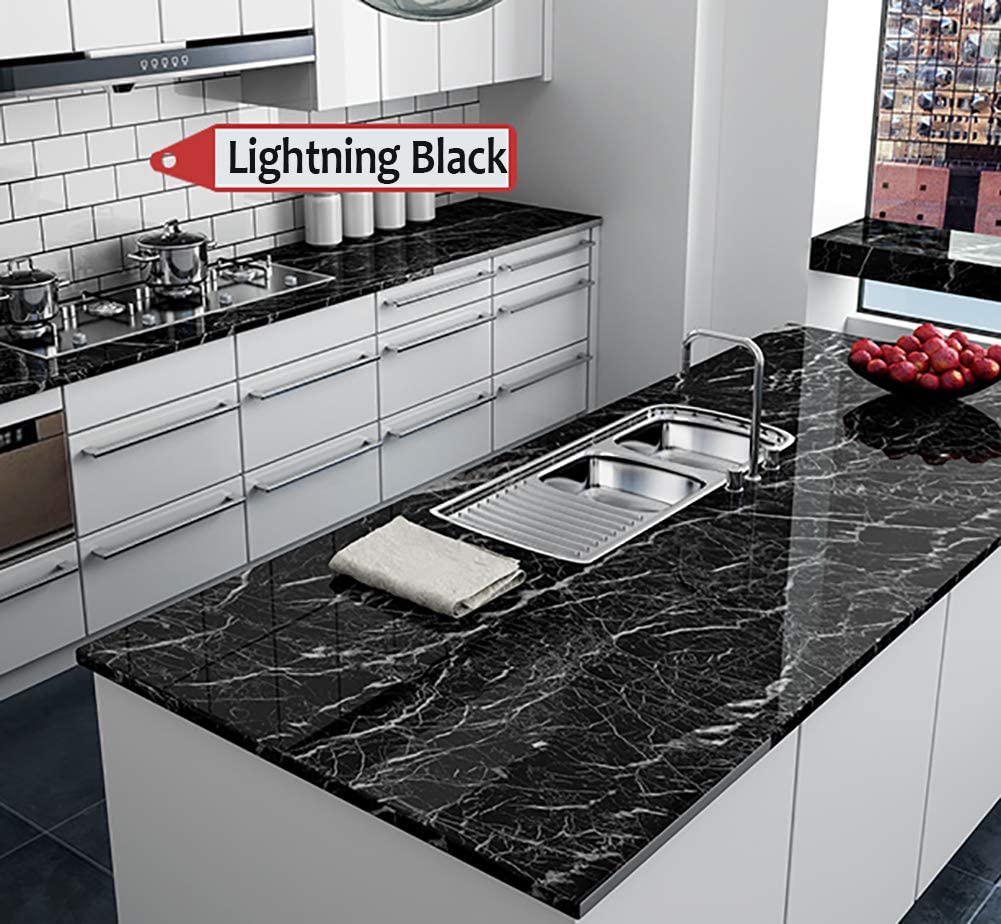 Black Granite Wallpaper Self Adhesive Wallpaper (2 by 6.5 ft)