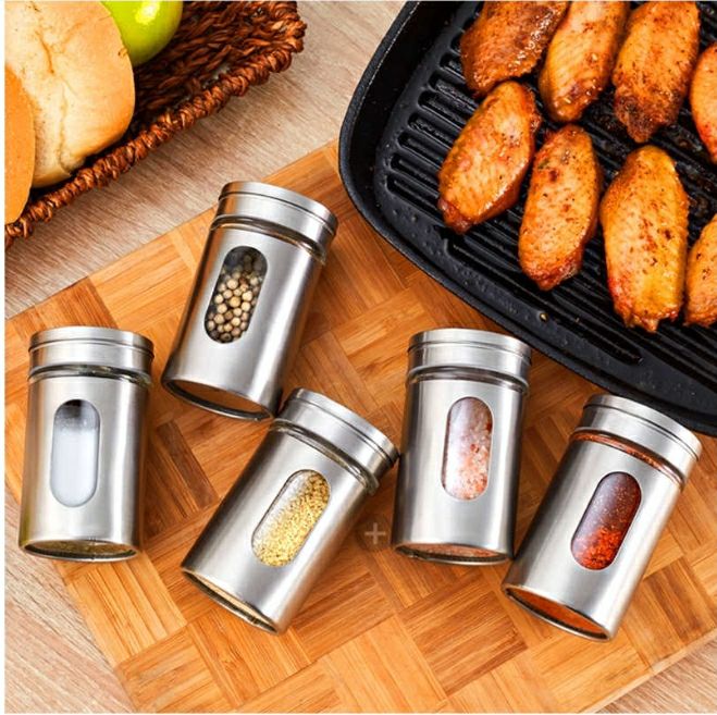 6 pcs Stainless Steel Spice Jar Set