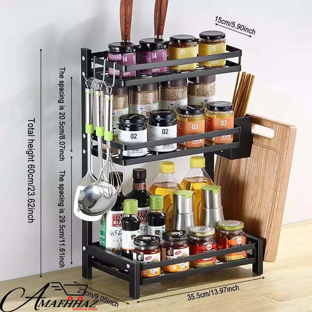3 Layer Spice Bottle Iron Rack
