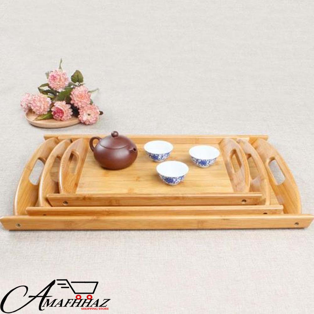 3 Bamboo Serving Trays/Platters/Breakfast Trays