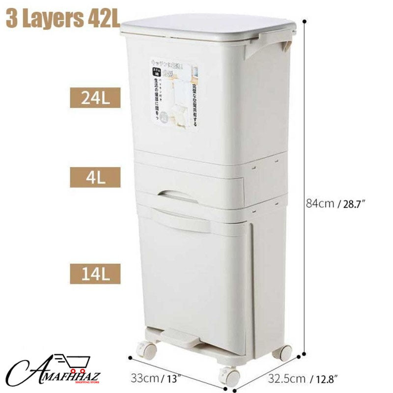 3 Layer Storage Trash Bin
