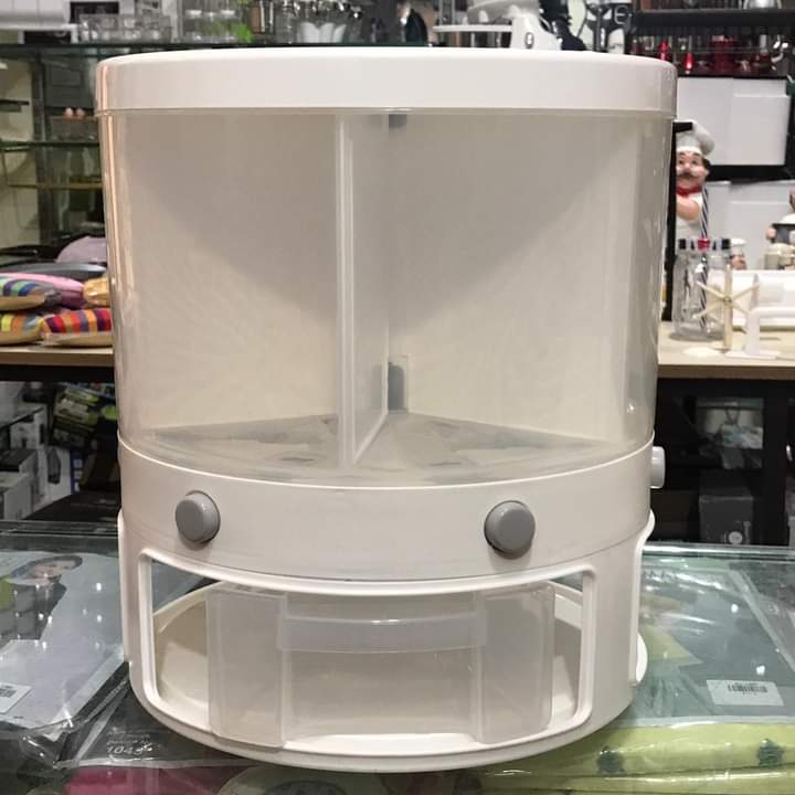360 Large Food Cereal Dispenser 6 Grid Revolving Base