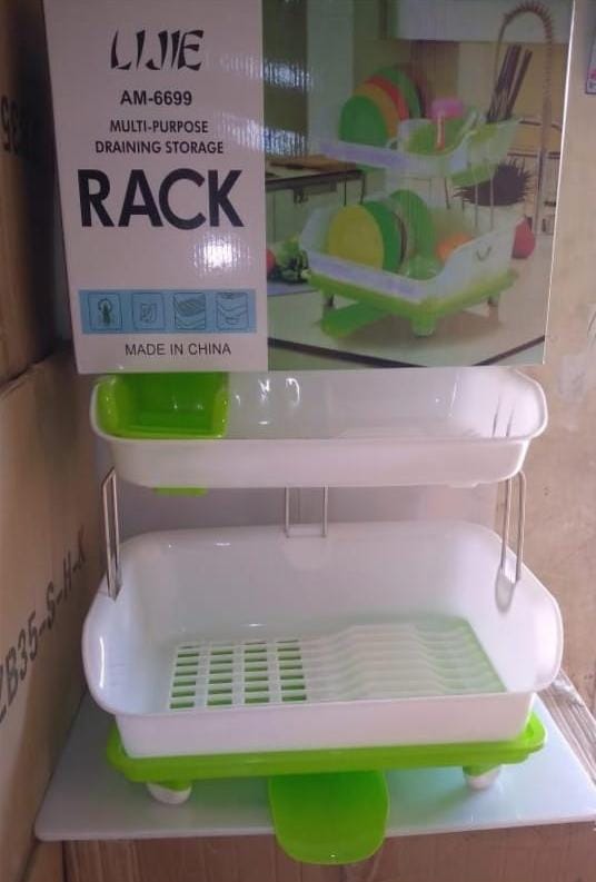 2 Tier Dish Rack With Adjustable Water Drainage