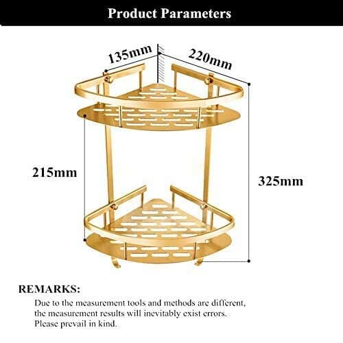 2 Layer Aluminium Corner Shelf Golden