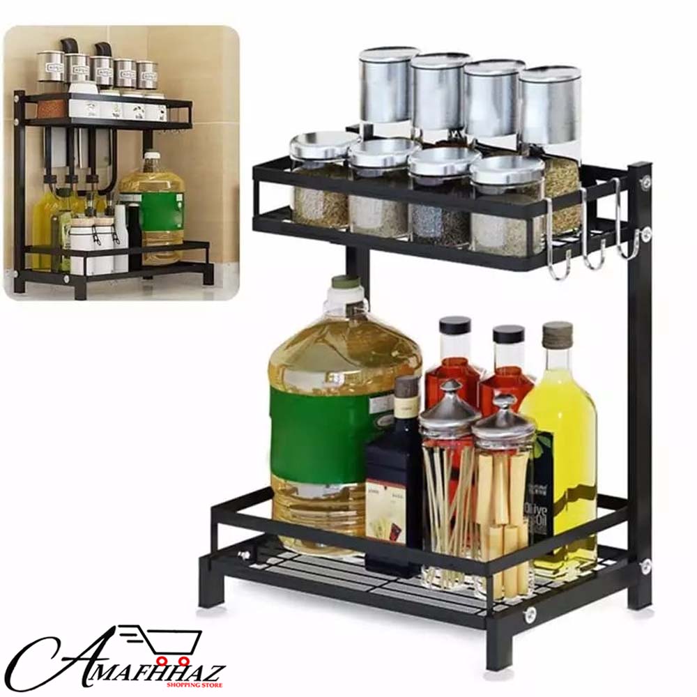 2 Layer Spice Bottle Iron Rack