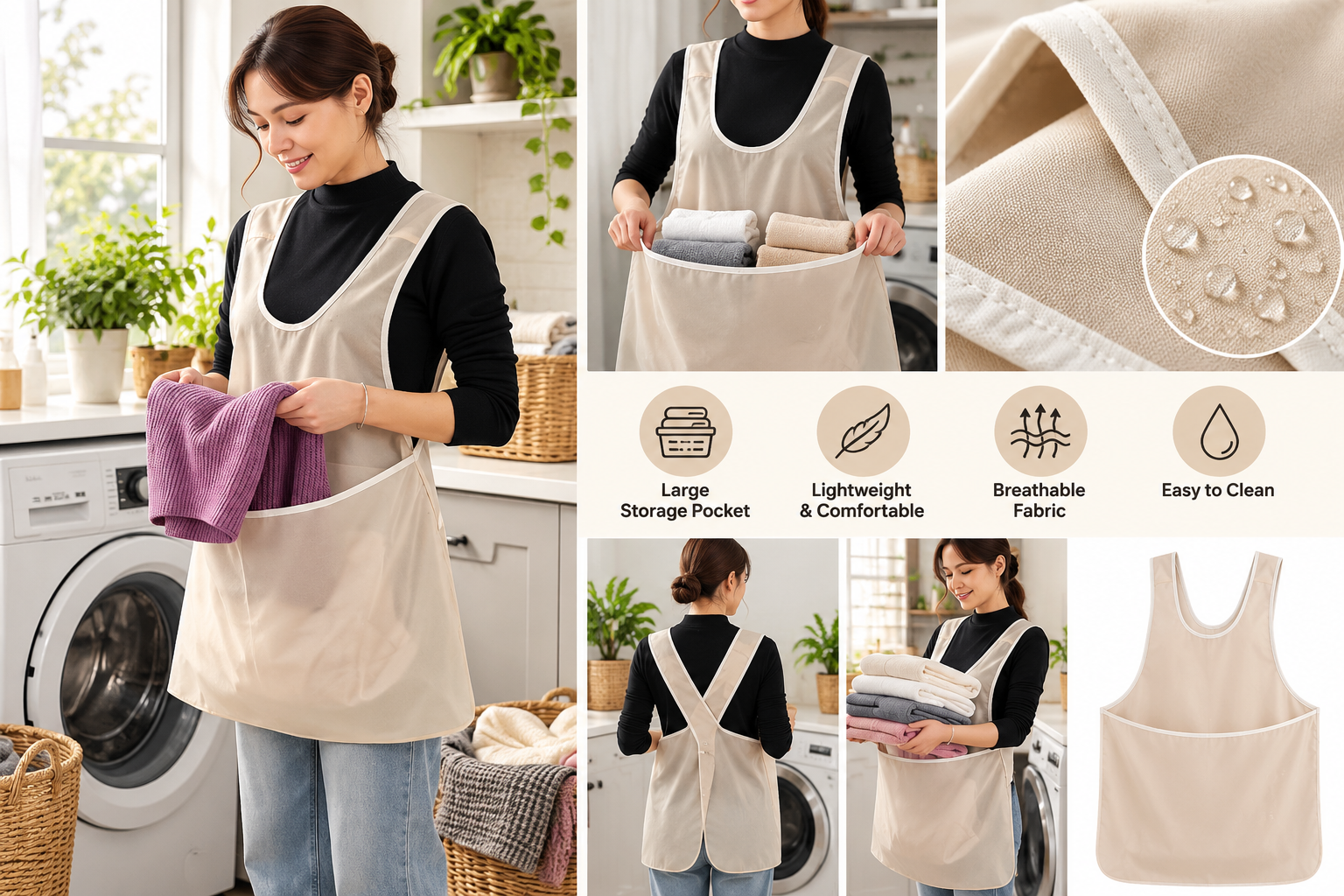 Modern Laundry Apron Feature Collage