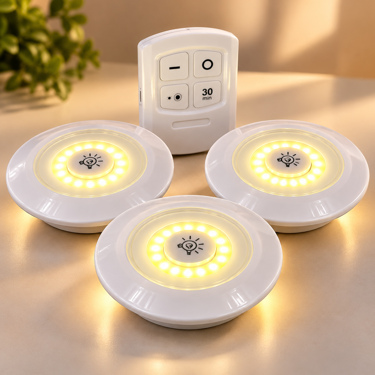 Warm Glow LED Puck Light Set