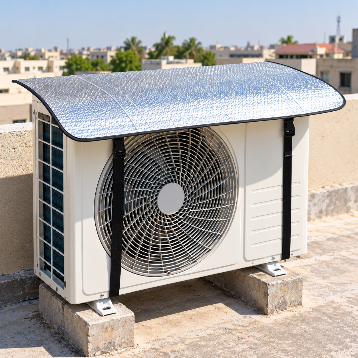 Rooftop AC Unit with Reflective Sunshade