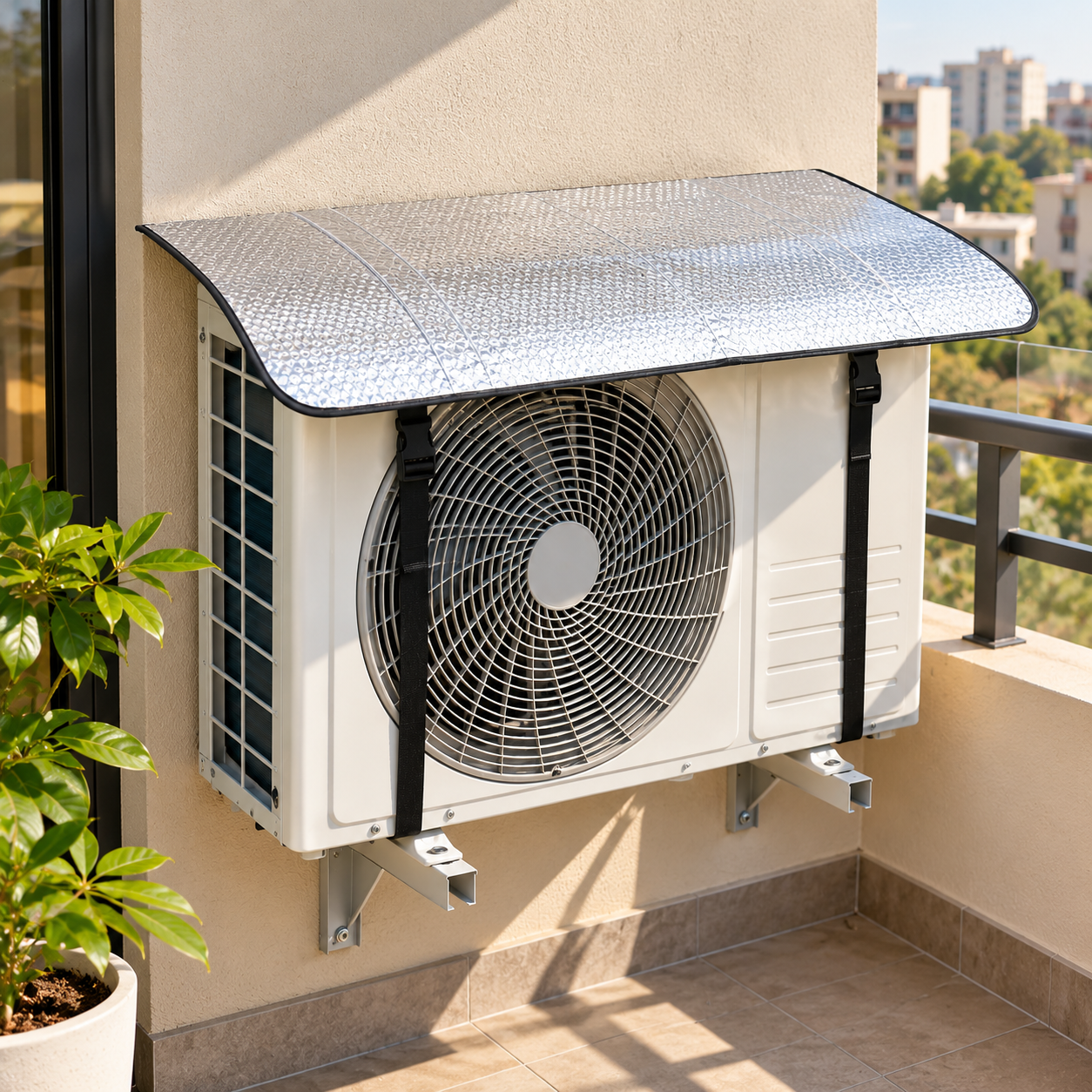 Reflective Awning on Balcony AC Unit