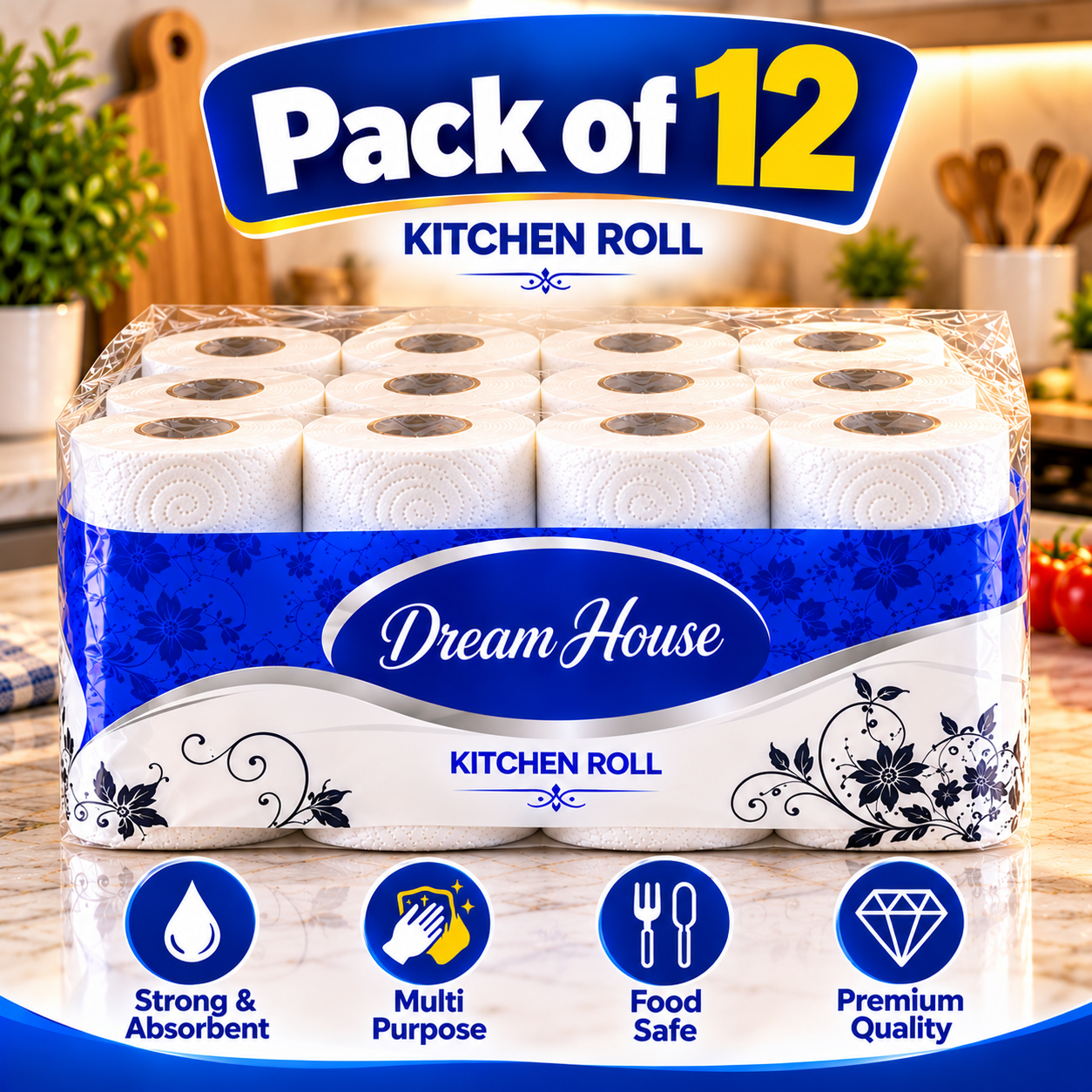 Pack of 12 Kitchen Rolls Advertisement