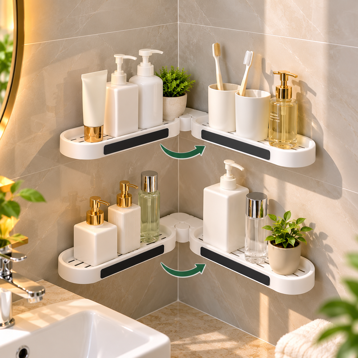 Rotating Corner Shelf Bathroom Organizer
