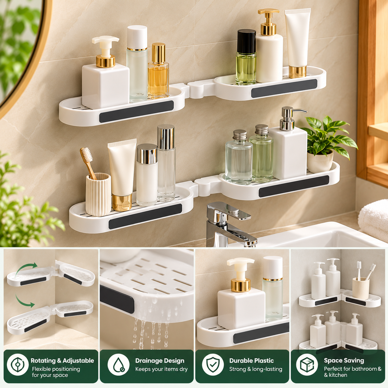 Rotating Bathroom Shelf System