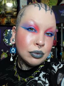 photo of customer wearing earrings