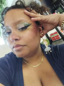 photo of customer wearing earrings