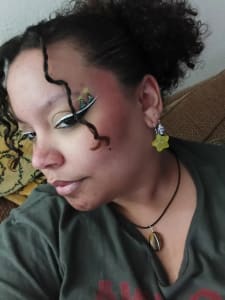 photo of customer wearing earrings