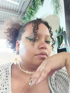 photo of customer wearing earrings