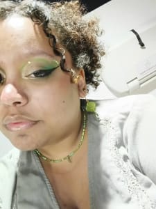 photo of customer wearing earrings