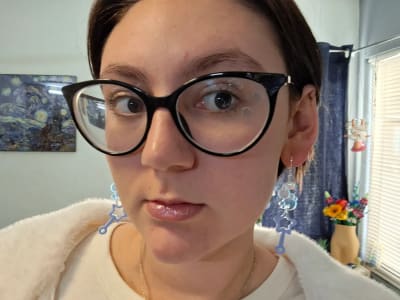 photo of customer wearing earrings