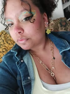 photo of customer wearing earrings