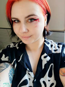 photo of customer wearing earrings