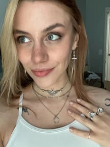 photo of customer wearing earrings