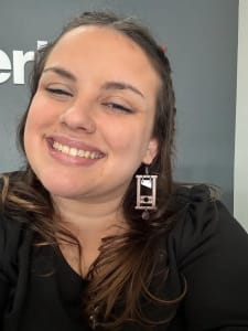 photo of customer wearing earrings