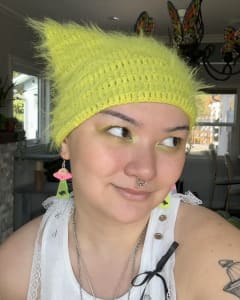 photo of customer wearing earrings