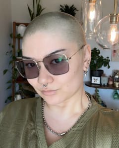 photo of customer wearing earrings