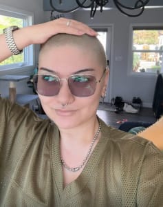 photo of customer wearing earrings