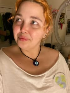 photo of customer wearing earrings