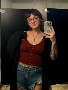 photo of customer wearing earrings