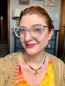 photo of customer wearing earrings