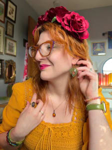 photo of customer wearing earrings