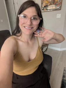 photo of customer wearing earrings