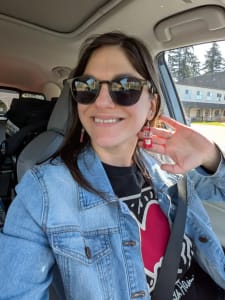 photo of customer wearing earrings
