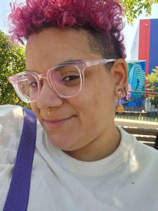 photo of customer wearing earrings