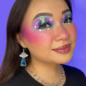 photo of customer wearing earrings
