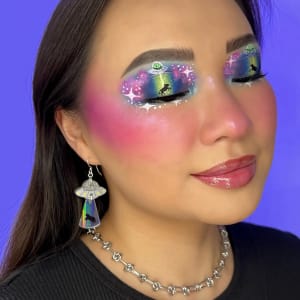 photo of customer wearing earrings